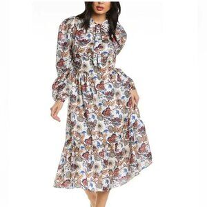 NWT STELLAH OBI TIE FRONT MIDI DRESS SIZE M